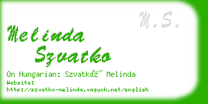 melinda szvatko business card